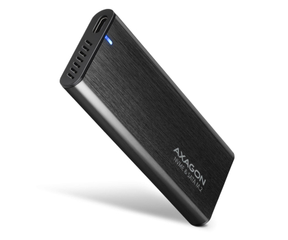 Akcesoria do dysków AXAGON EEM2-SB2 Obudowa zewnętrzna aluminiowa bezśrubowa USB-C 3.2 Gen 2 - M.2 NVMe / SATA SSD 30-80mm ALU pudełko czarne + USB-A - USB-C redukcja